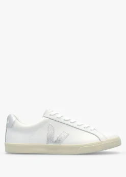Women's Esplar Logo Extra White Silver Leather Trainers
