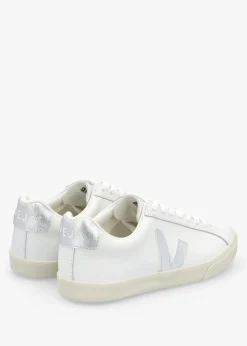 Women's Esplar Logo Extra White Silver Leather Trainers