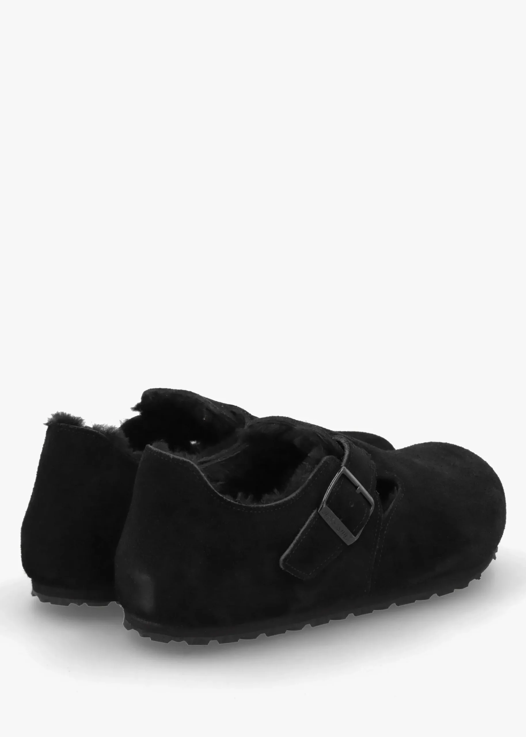 Women’s London Shearling Black Suede Clog Shoes