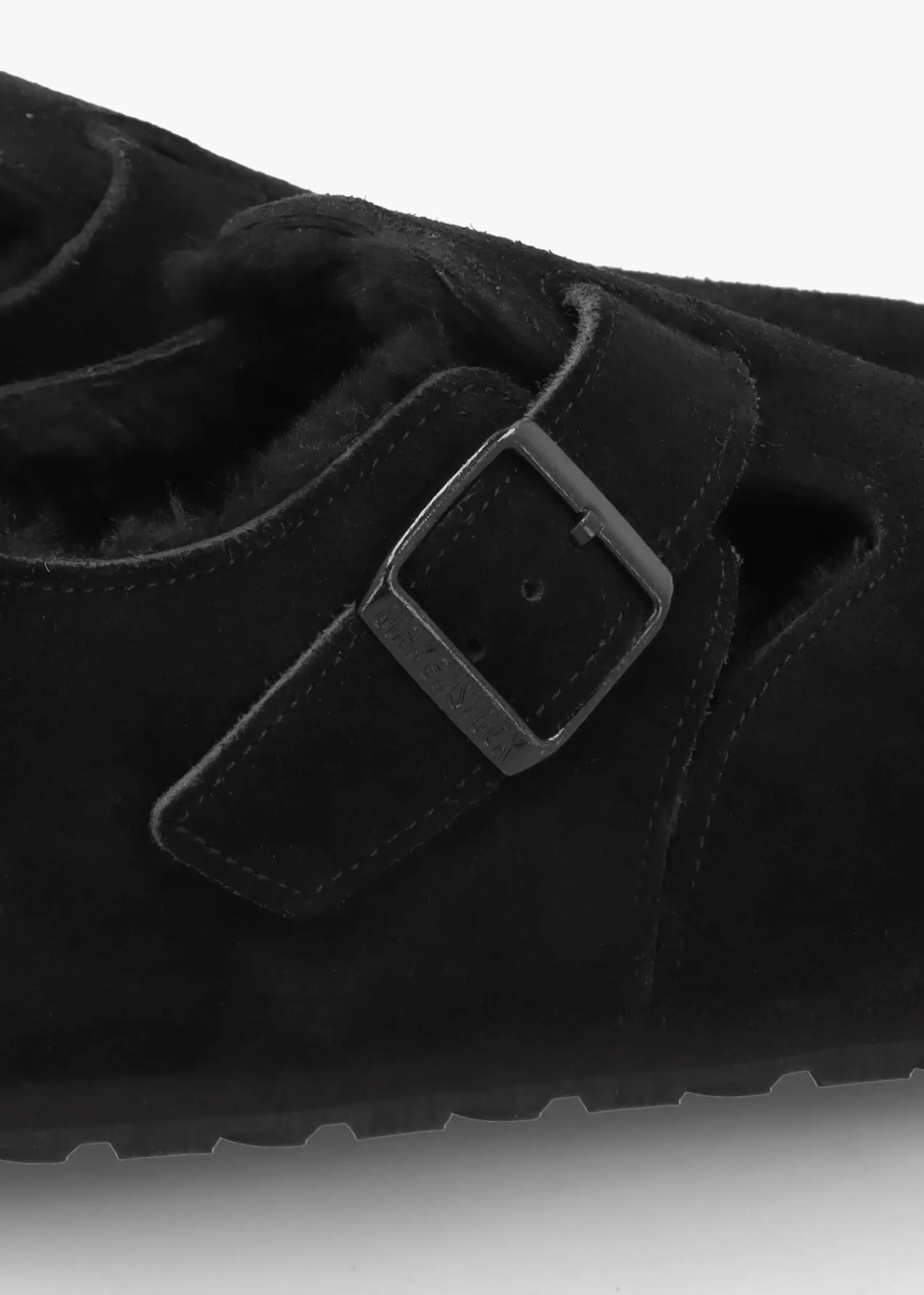 Women’s London Shearling Black Suede Clog Shoes