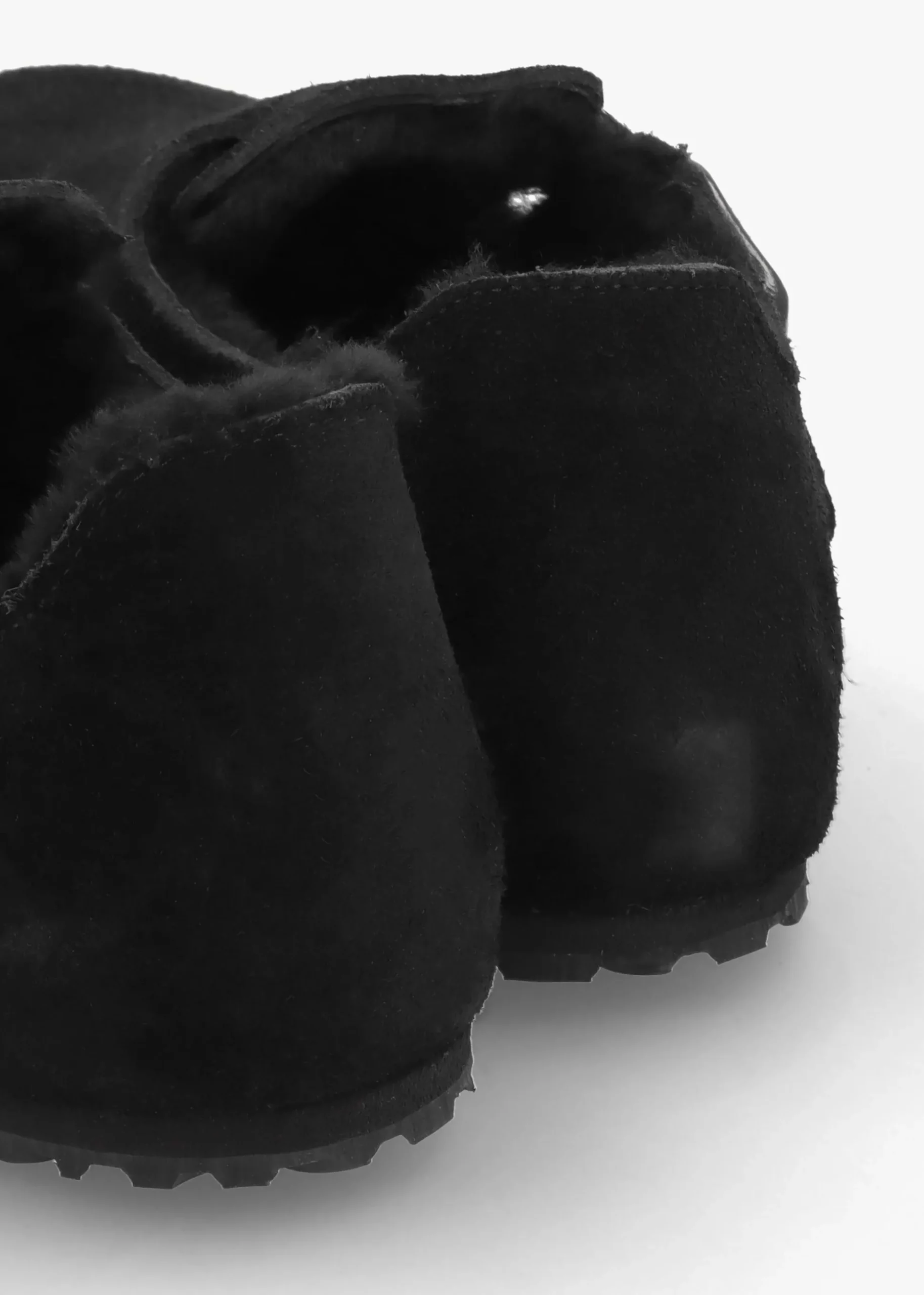 Women’s London Shearling Black Suede Clog Shoes