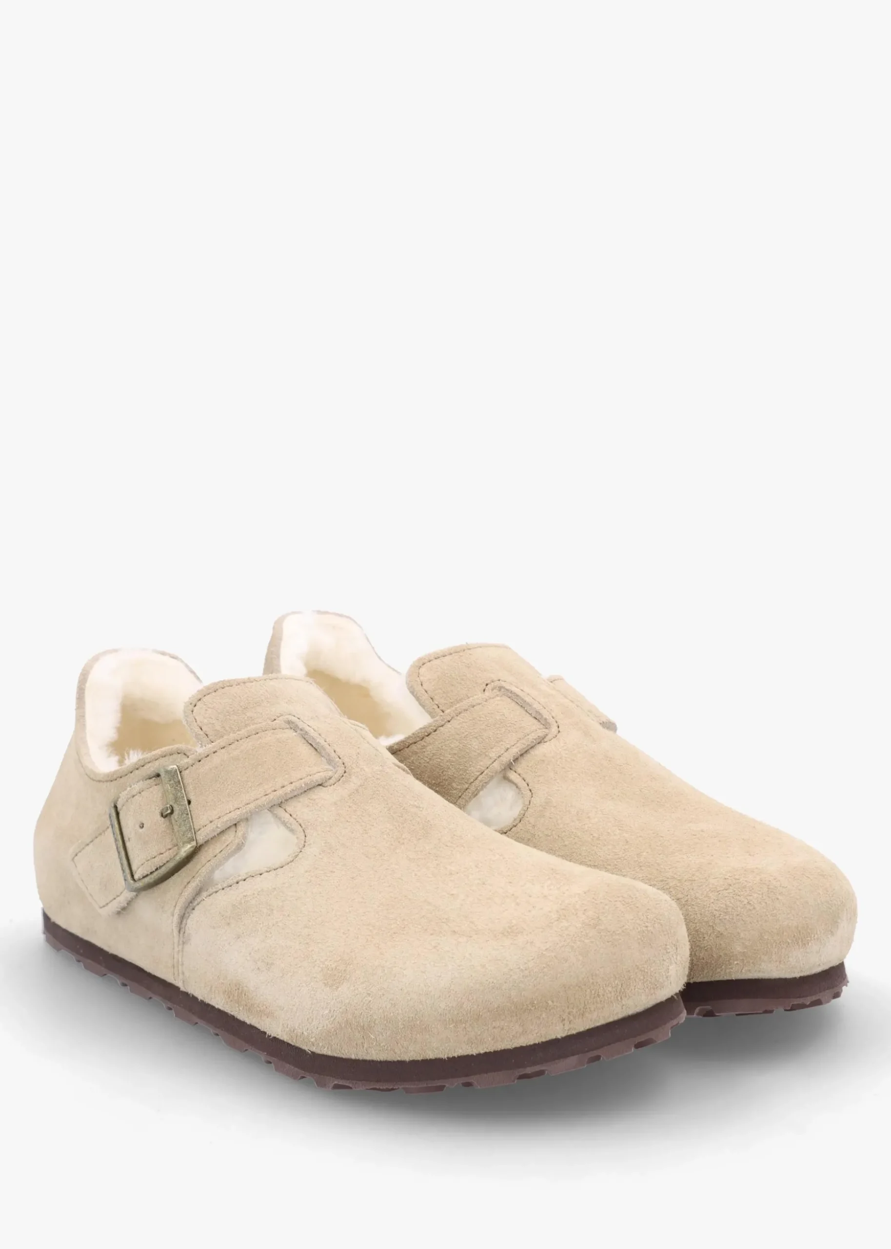 Women’s London Shearling Taupe Suede Clog Shoes