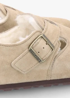 Women’s London Shearling Taupe Suede Clog Shoes