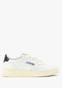 Women's Medalist Low White & Black Leather Trainers