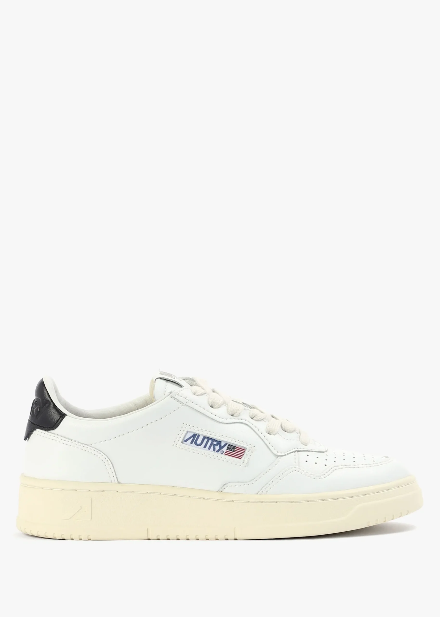 Women's Medalist Low White & Black Leather Trainers