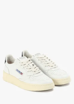 Women's Medalist Low White & Black Leather Trainers