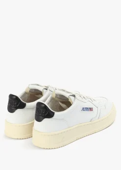 Women's Medalist Low White & Black Leather Trainers