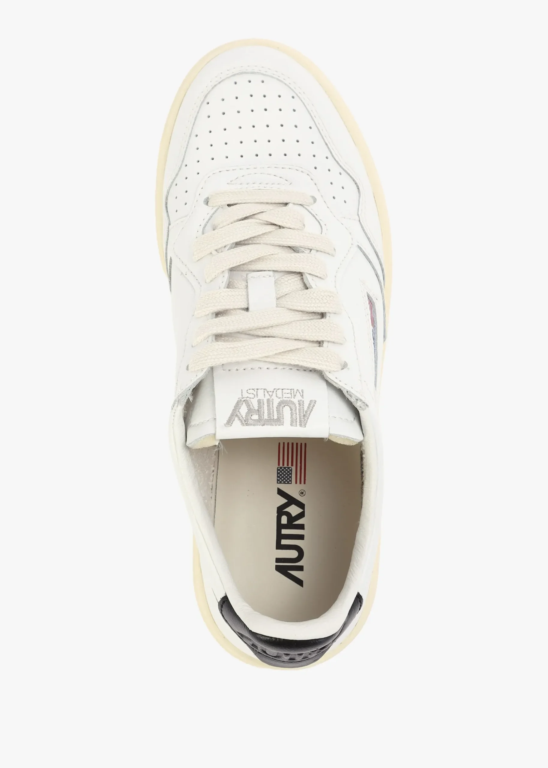 Women's Medalist Low White & Black Leather Trainers