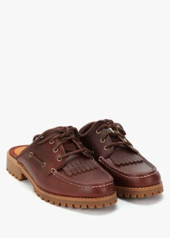 Women’s Noreen Burgundy Leather Backless Mules