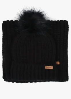 Women’s Saltburn Black Beanie Hat & Scarf Gift Set