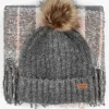 Women’s Saltburn Grey Rose Beanie & Tartan Scarf Gift Set