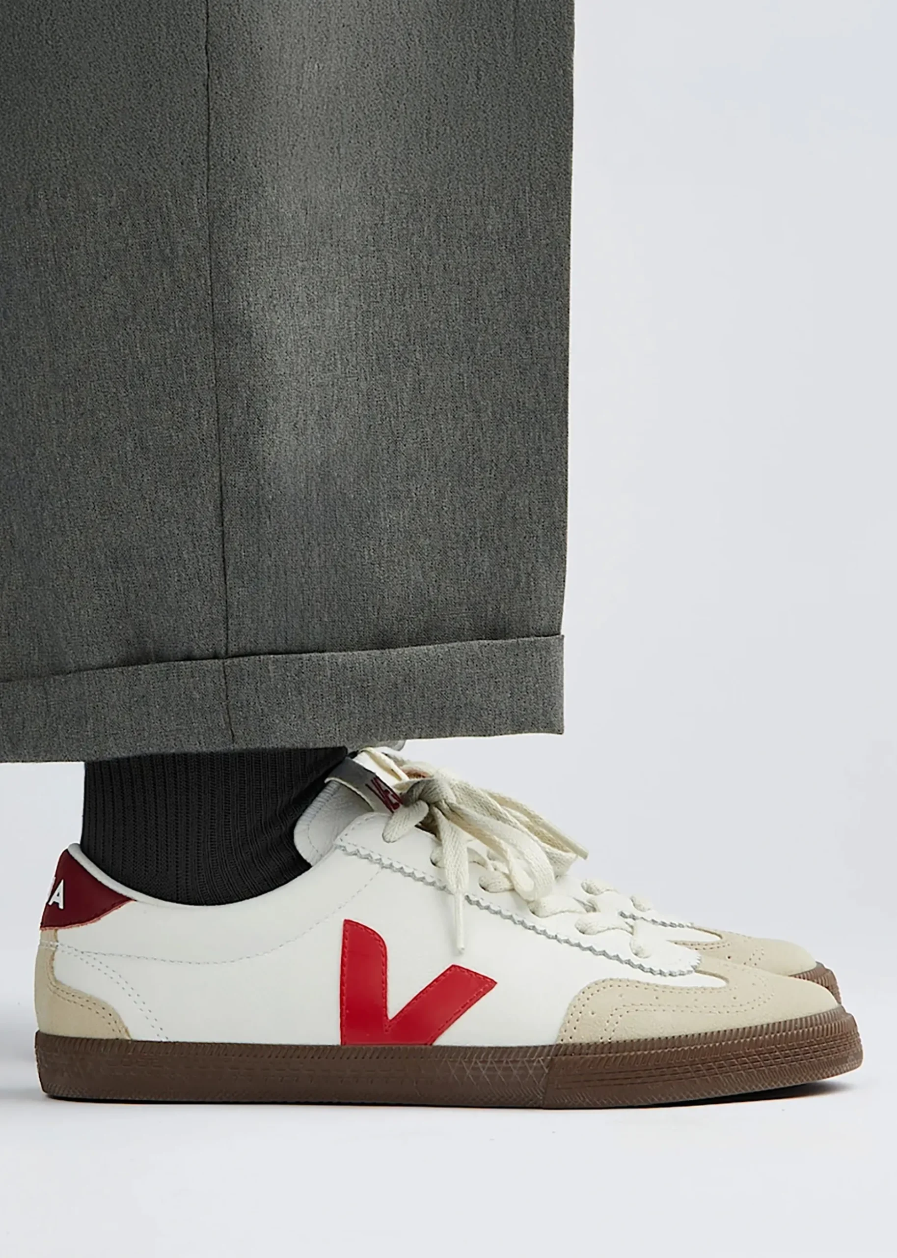 Women's Volley O.T Leather White Pekin Bark Trainers