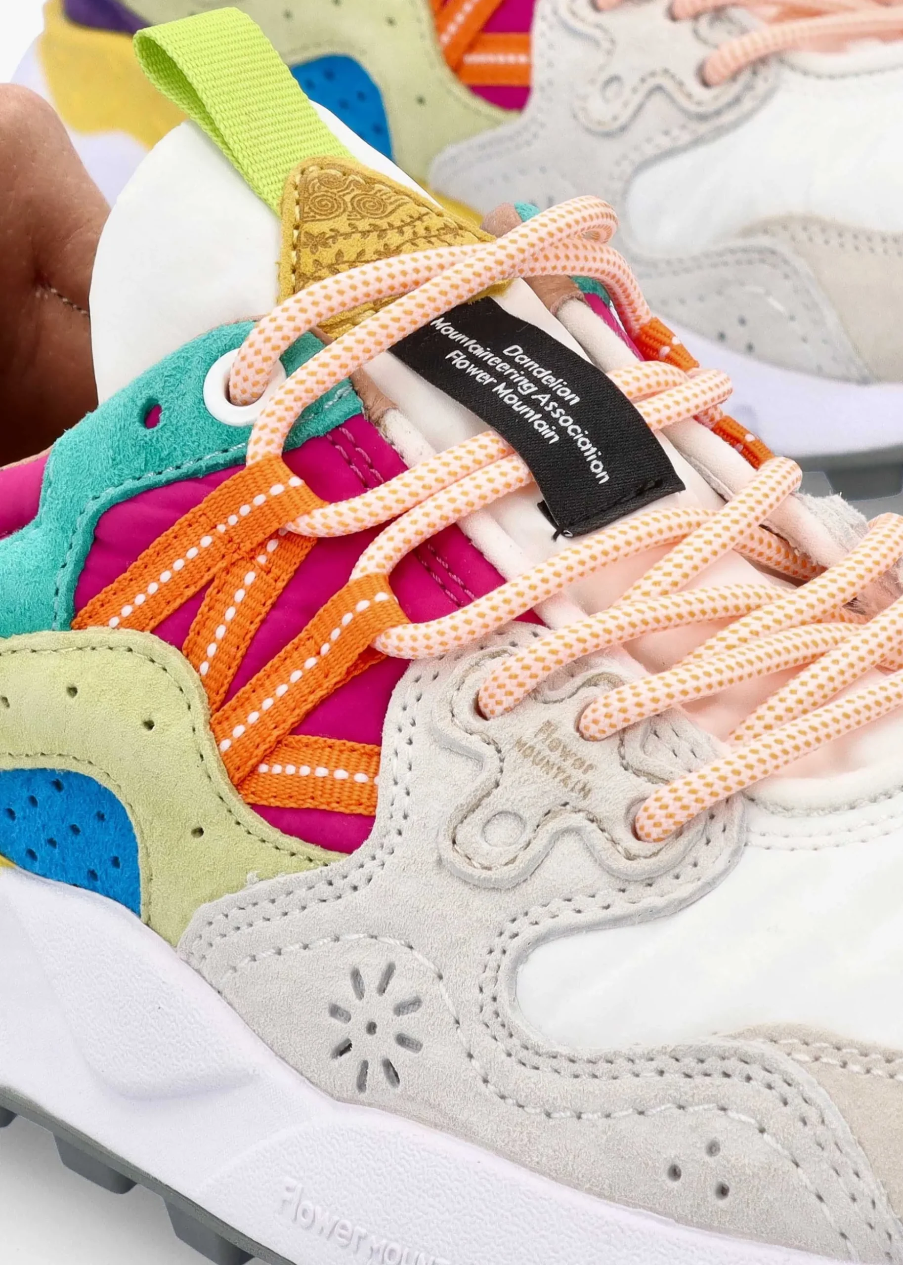 Women's Yamano 3 Pink White Suede & Nylon Trainers