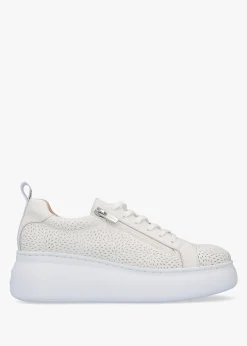 Woperf Off White Leather Perforated Trainers