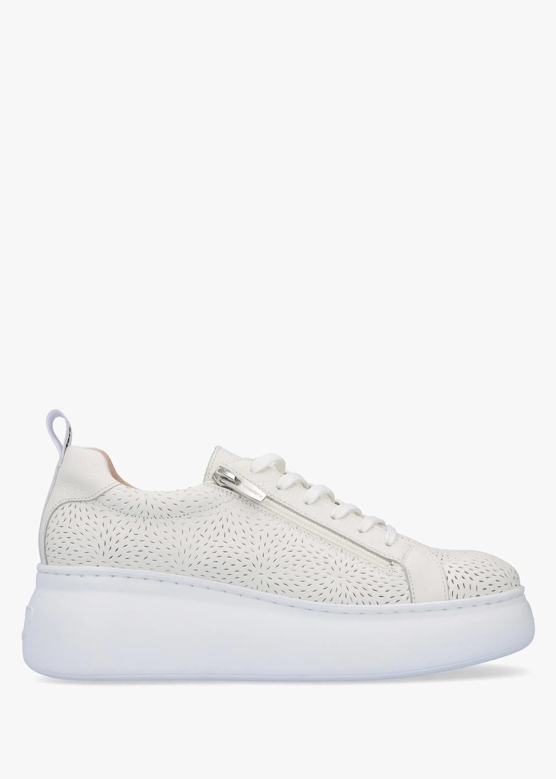 Woperf Off White Leather Perforated Trainers