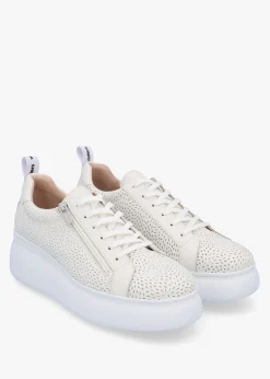 Woperf Off White Leather Perforated Trainers