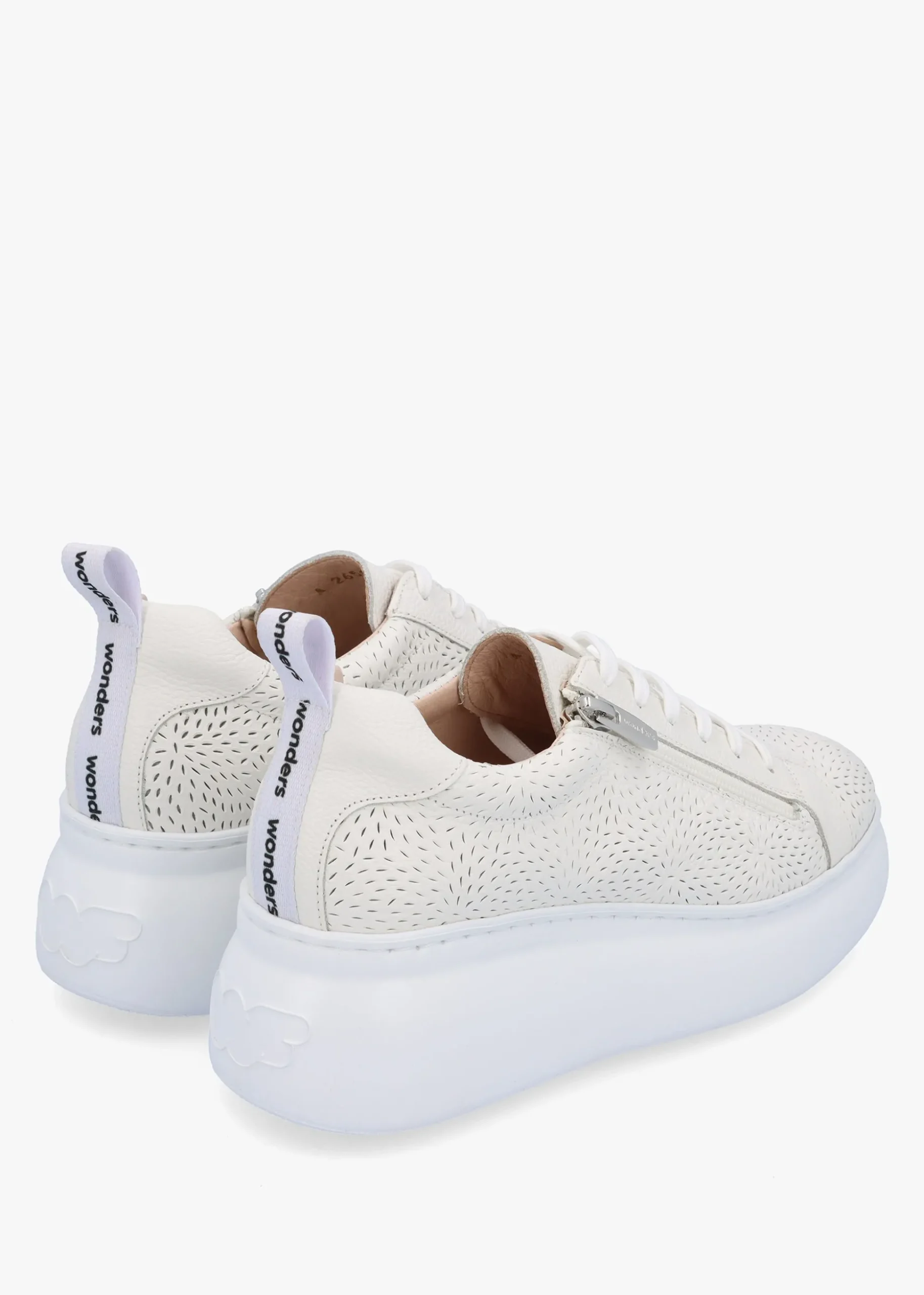 Woperf Off White Leather Perforated Trainers