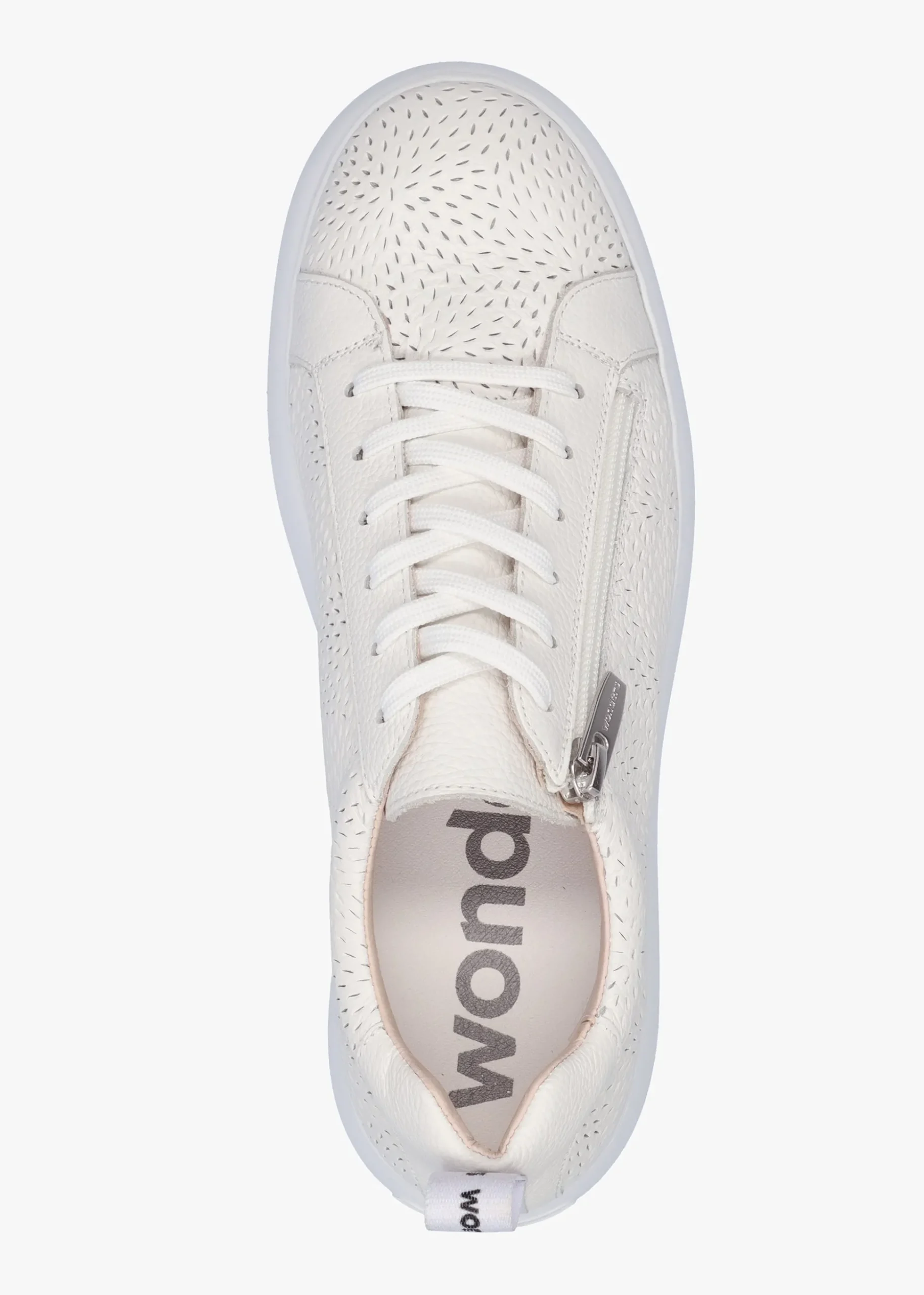 Woperf Off White Leather Perforated Trainers