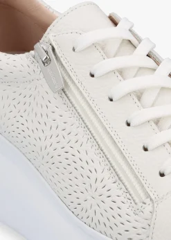 Woperf Off White Leather Perforated Trainers