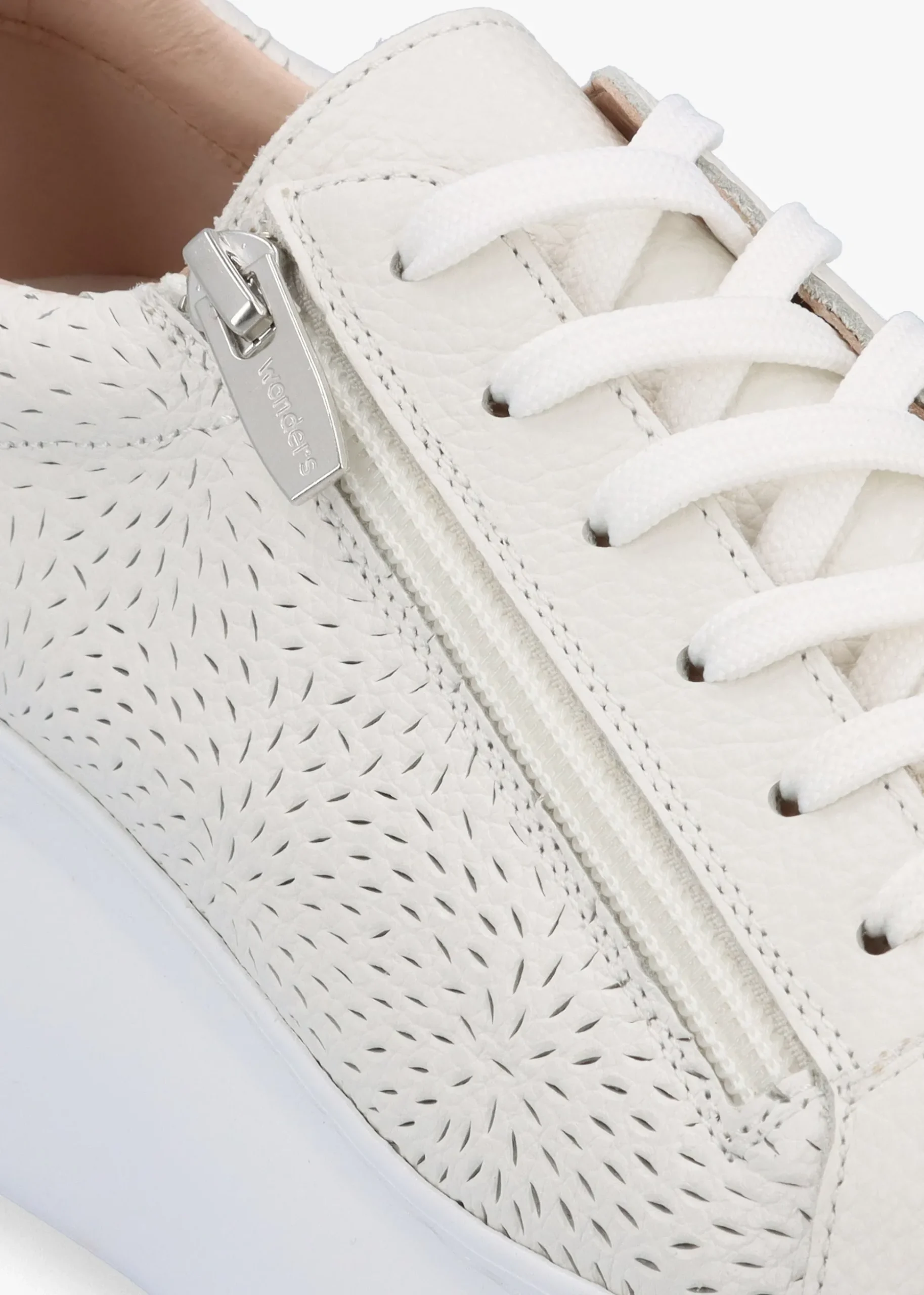 Woperf Off White Leather Perforated Trainers