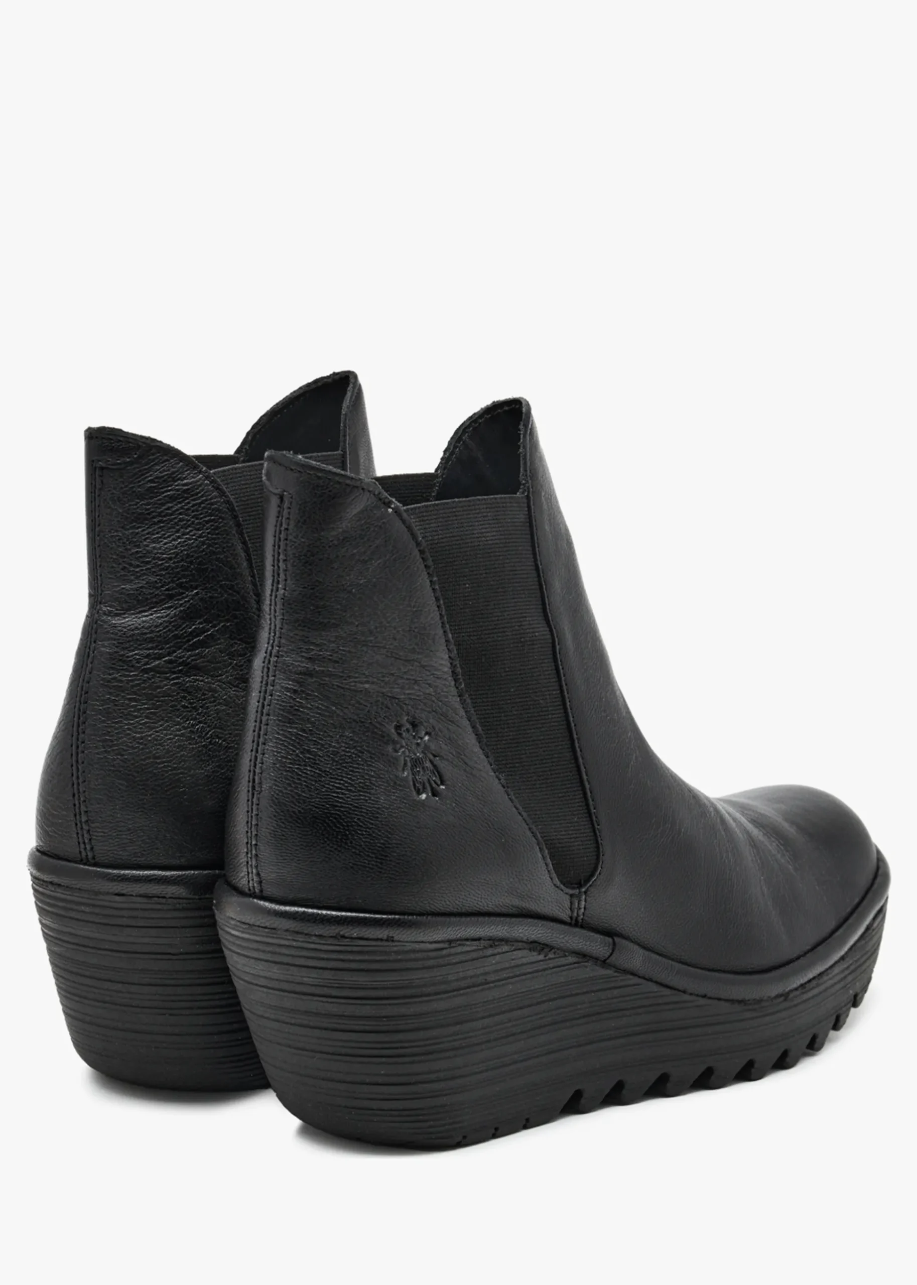 Woss Black Leather Wedge Ankle Boots