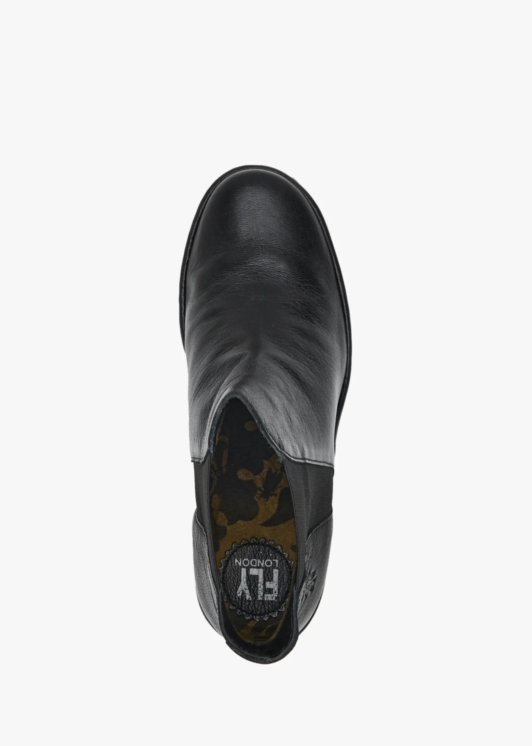 Woss Black Leather Wedge Ankle Boots