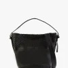 Woven Black Leather Bucket Bag