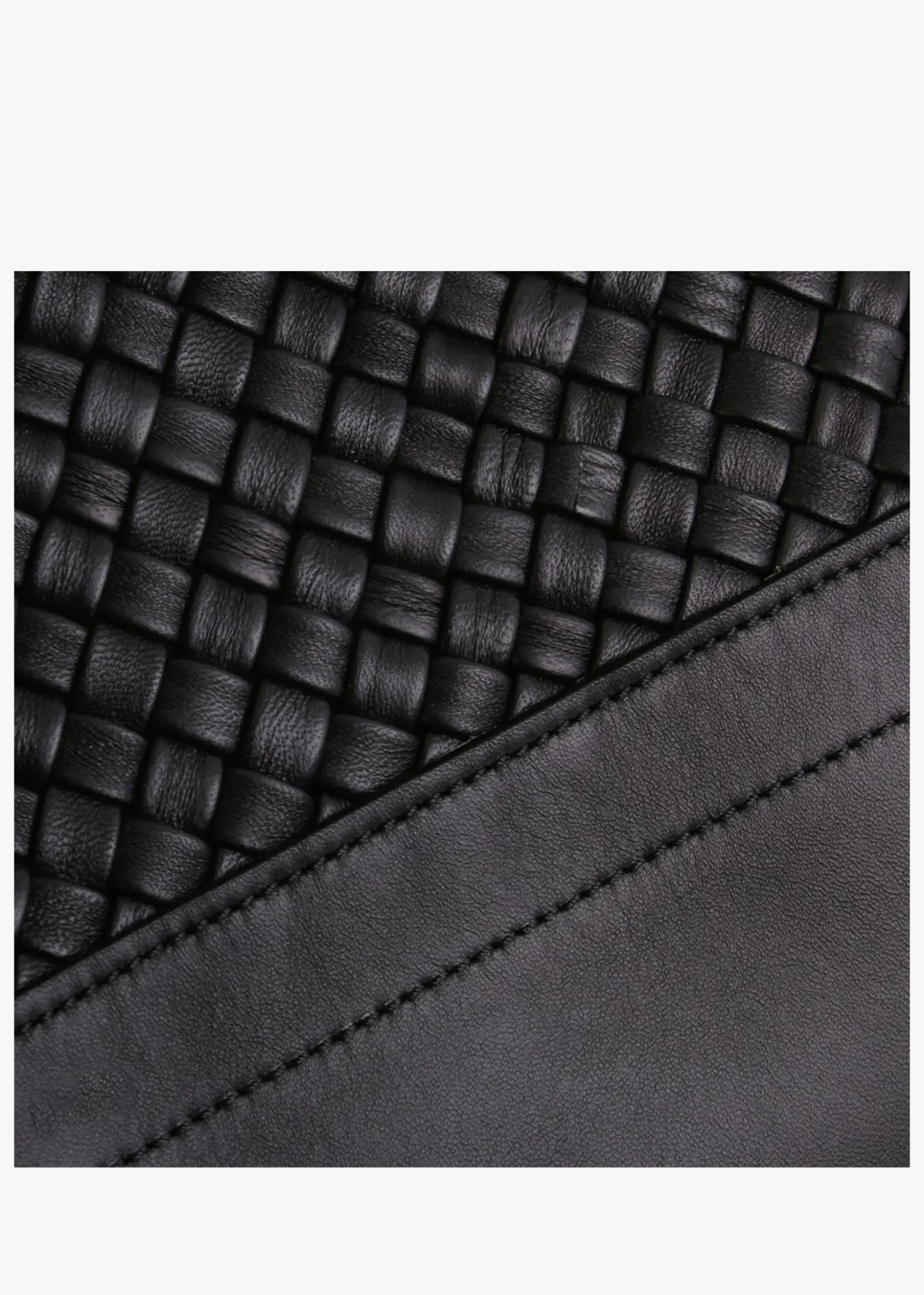 Woven Black Leather Bucket Bag