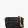 Woven Black Leather Shoulder Bag