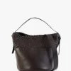 Woven Brown Leather Bucket Bag