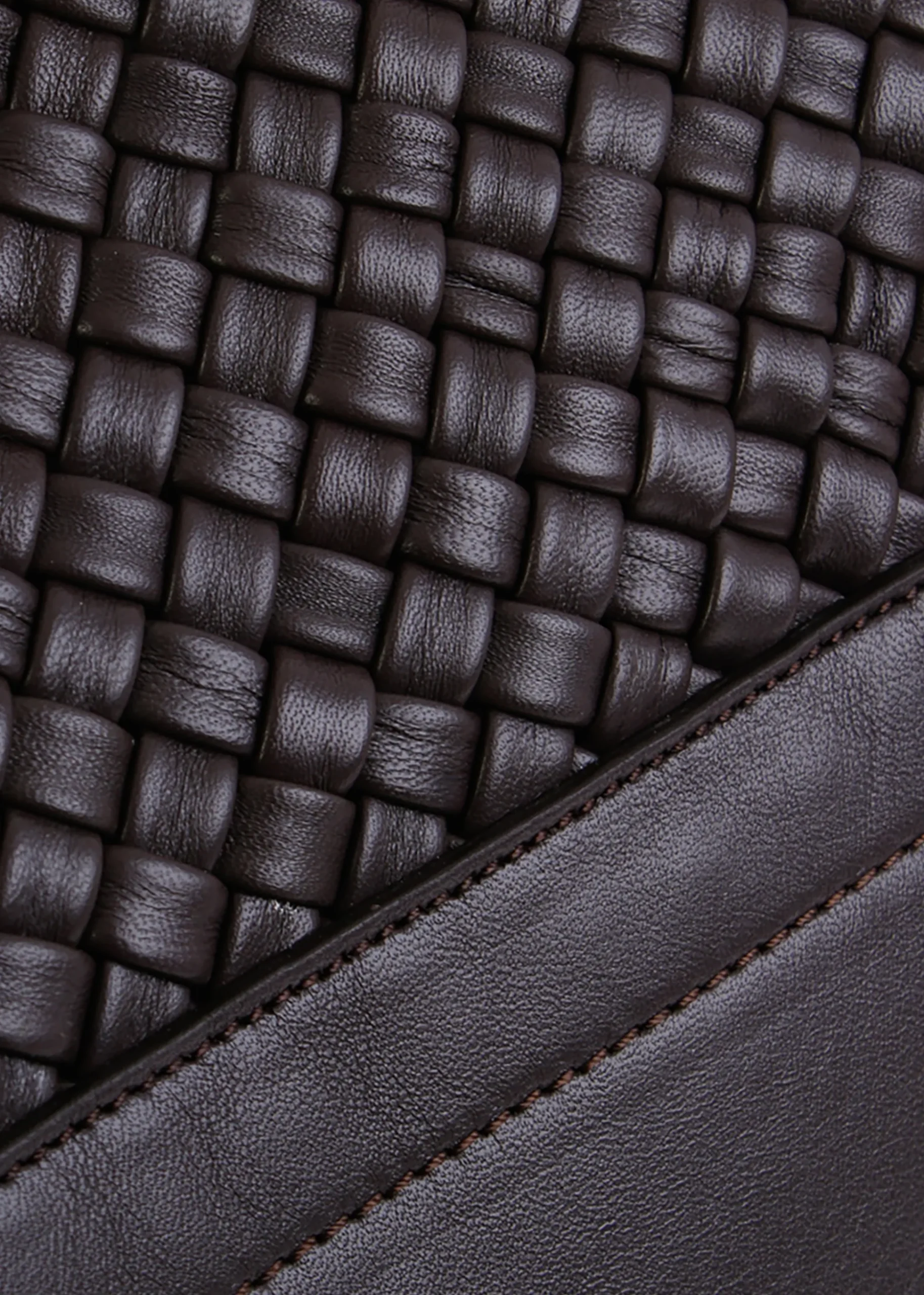 Woven Brown Leather Bucket Bag
