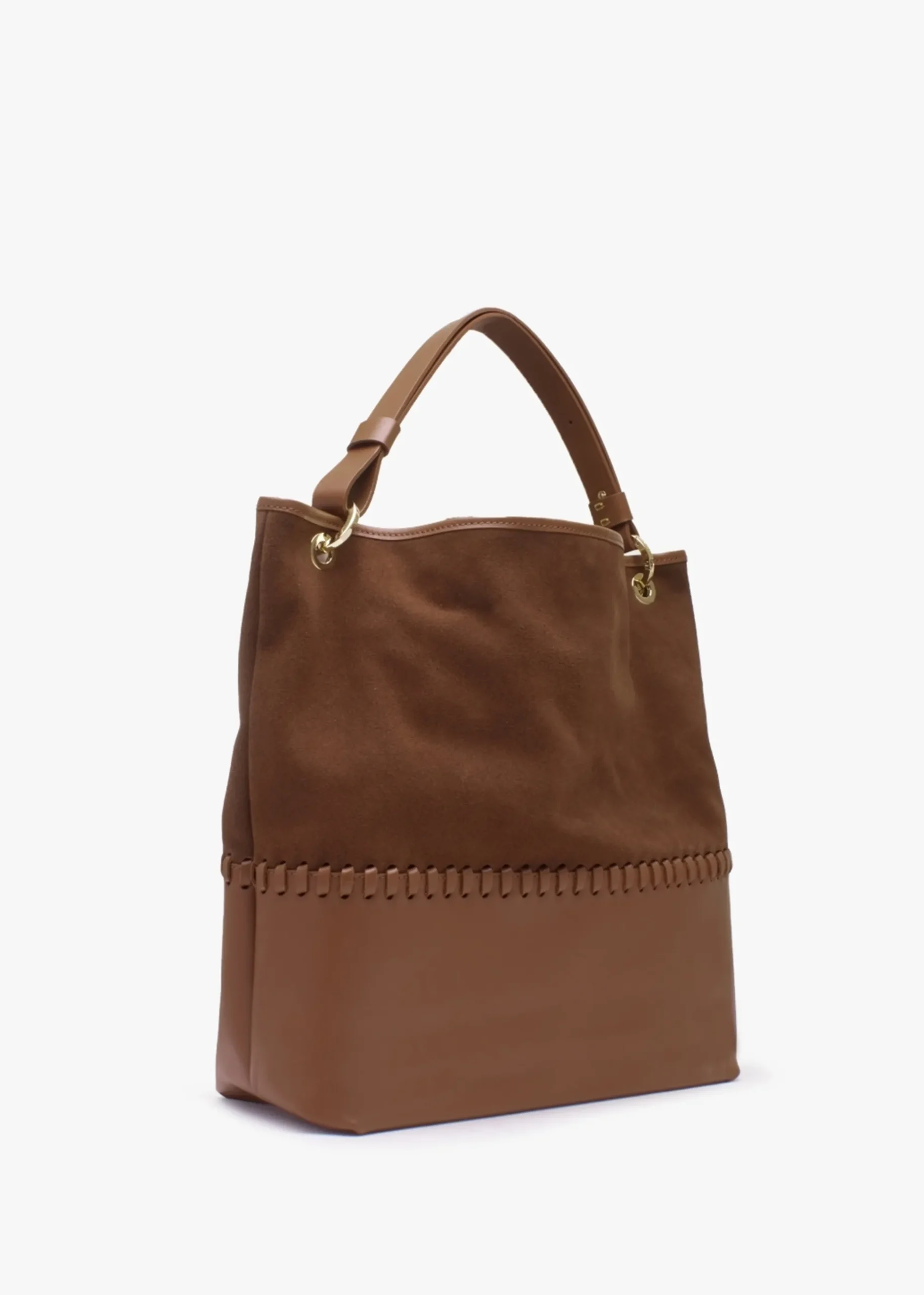 X Christian Villa Tan Leather & Suede Slouchy Hobo Bag