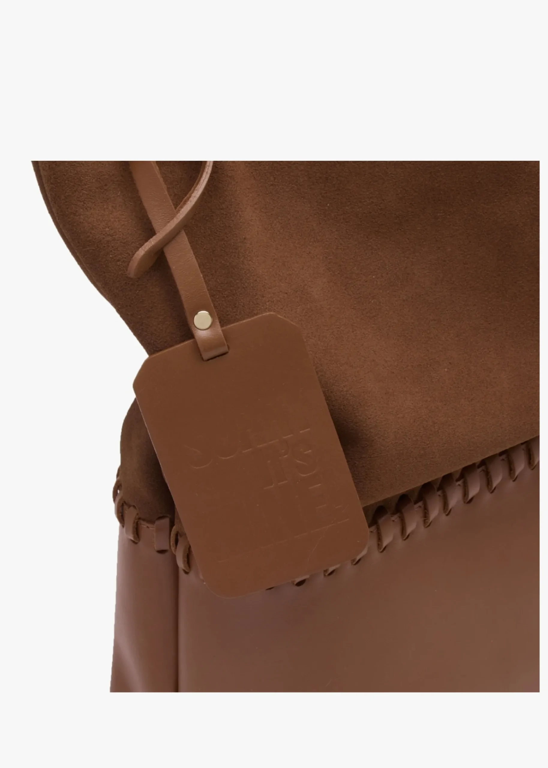 X Christian Villa Tan Leather & Suede Slouchy Hobo Bag