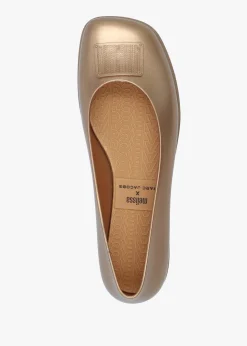 x Melissa Ruby Gold Beige Ballet Pumps