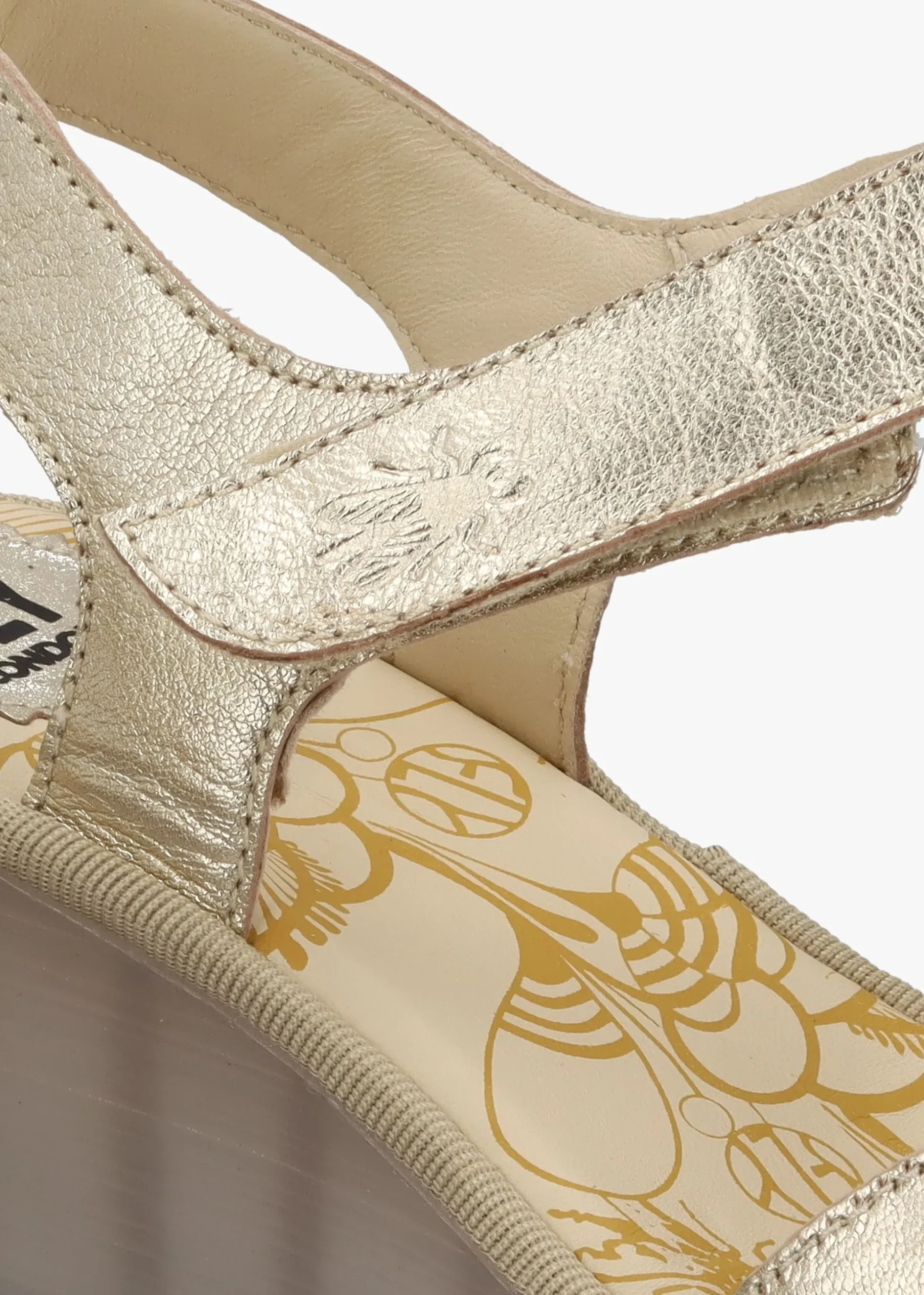 Yazi Gold Leather Wedge Sandals