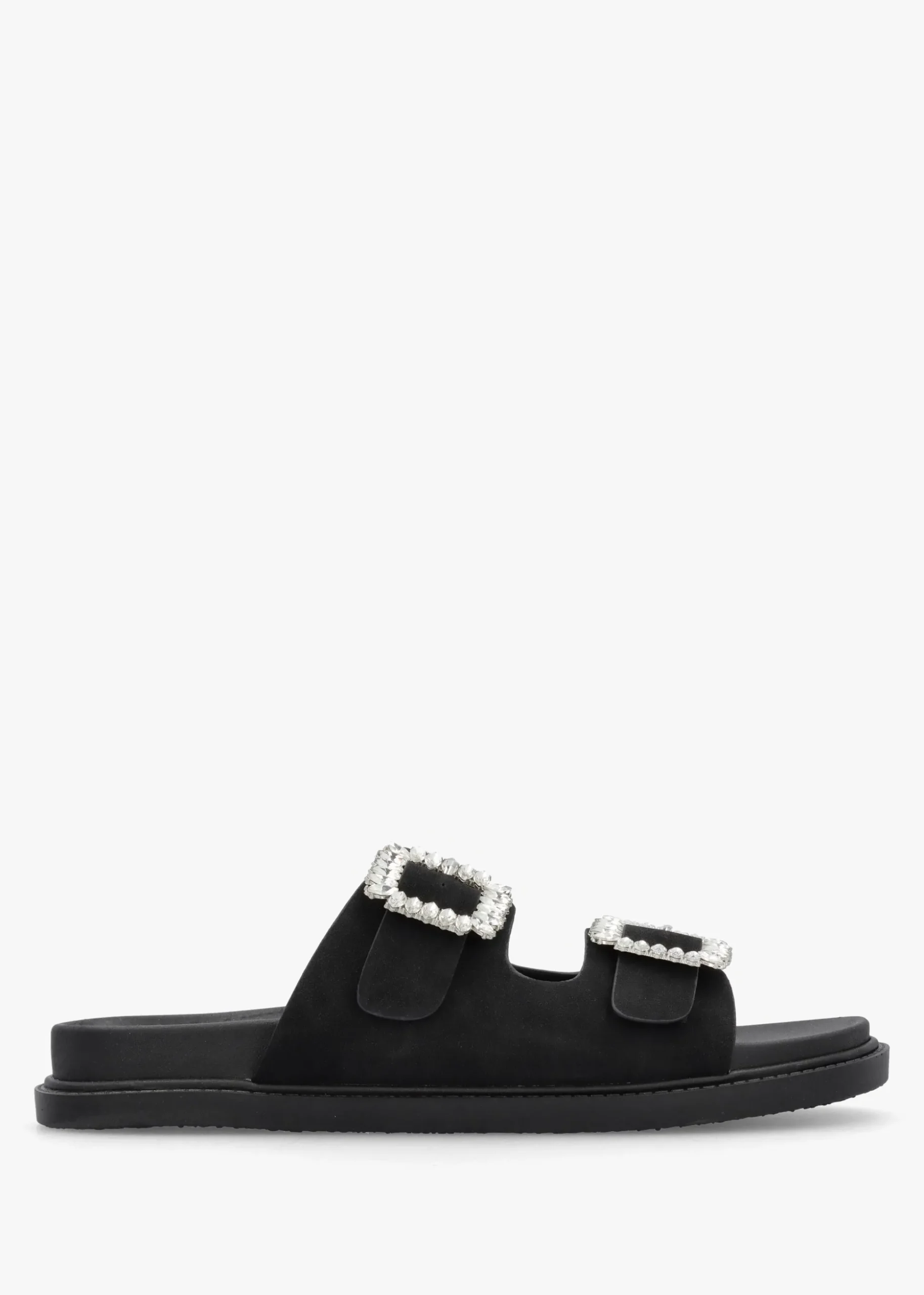Yazzy Black Suedette Jewel Buckle Mule