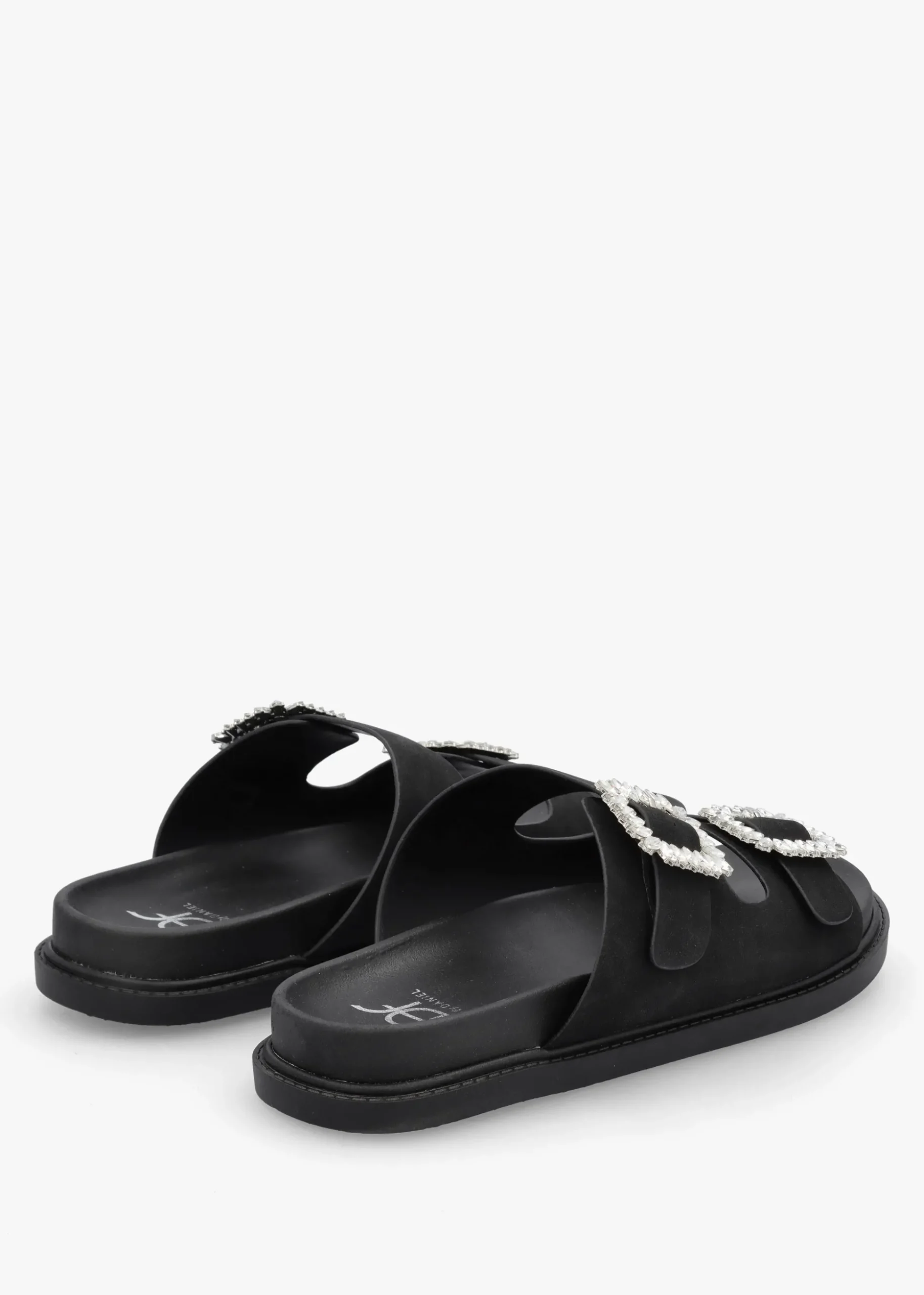 Yazzy Black Suedette Jewel Buckle Mule