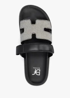 Yemmy Black & White H Bar Flat Mules