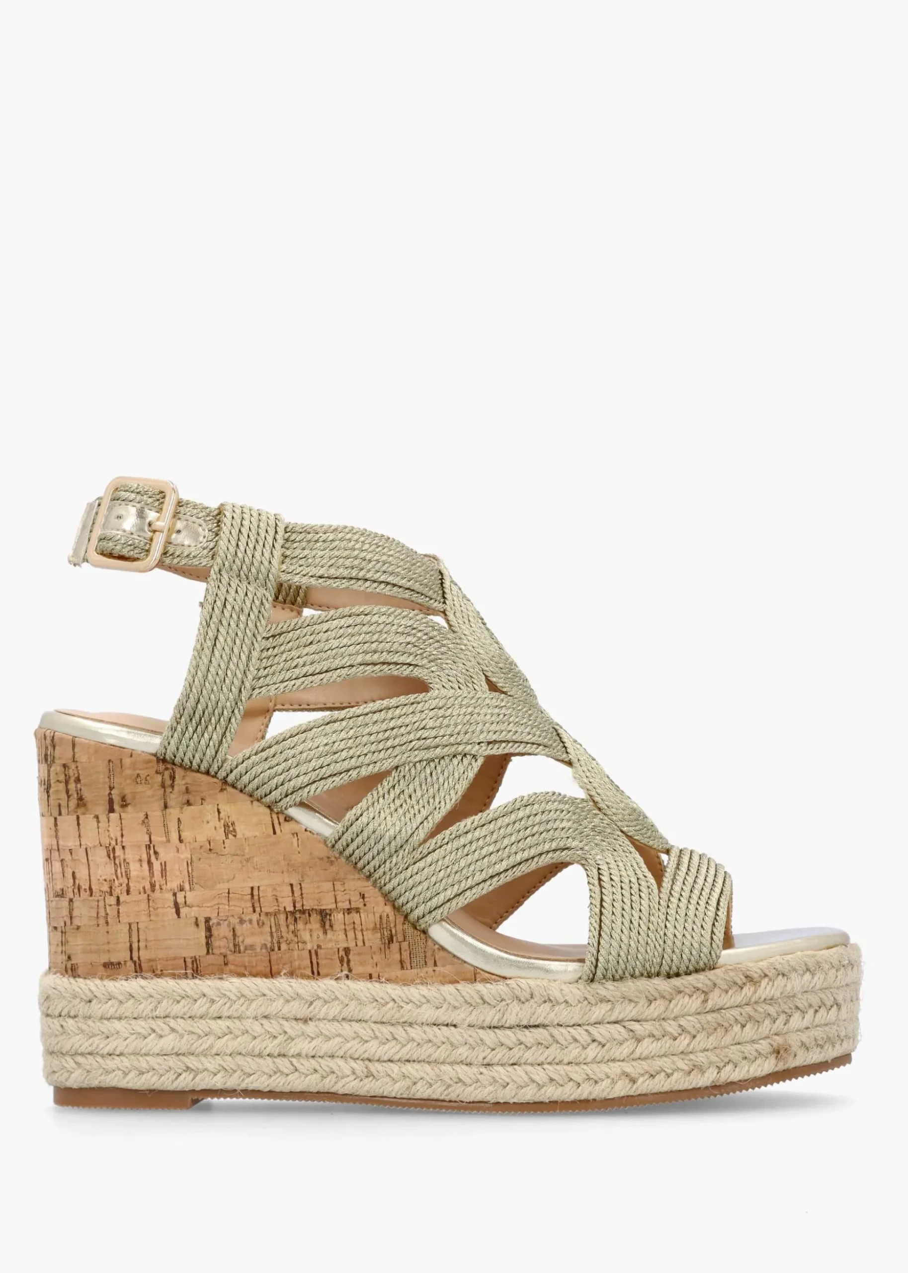 Yope Gold Rope High Wedge Espadrille Sandals
