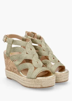 Yope Gold Rope High Wedge Espadrille Sandals
