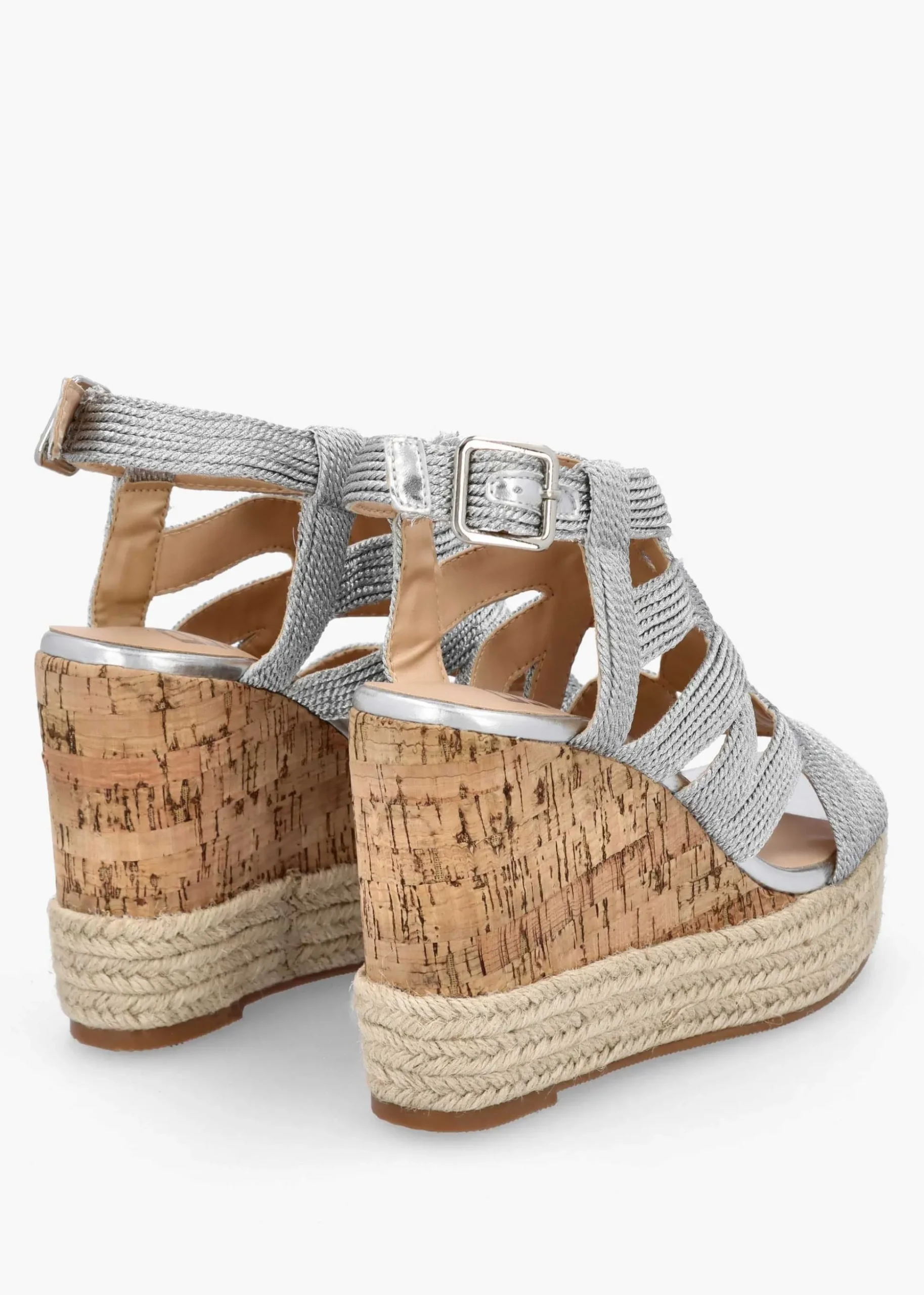 Yope Silver Rope High Wedge Espadrille Sandals