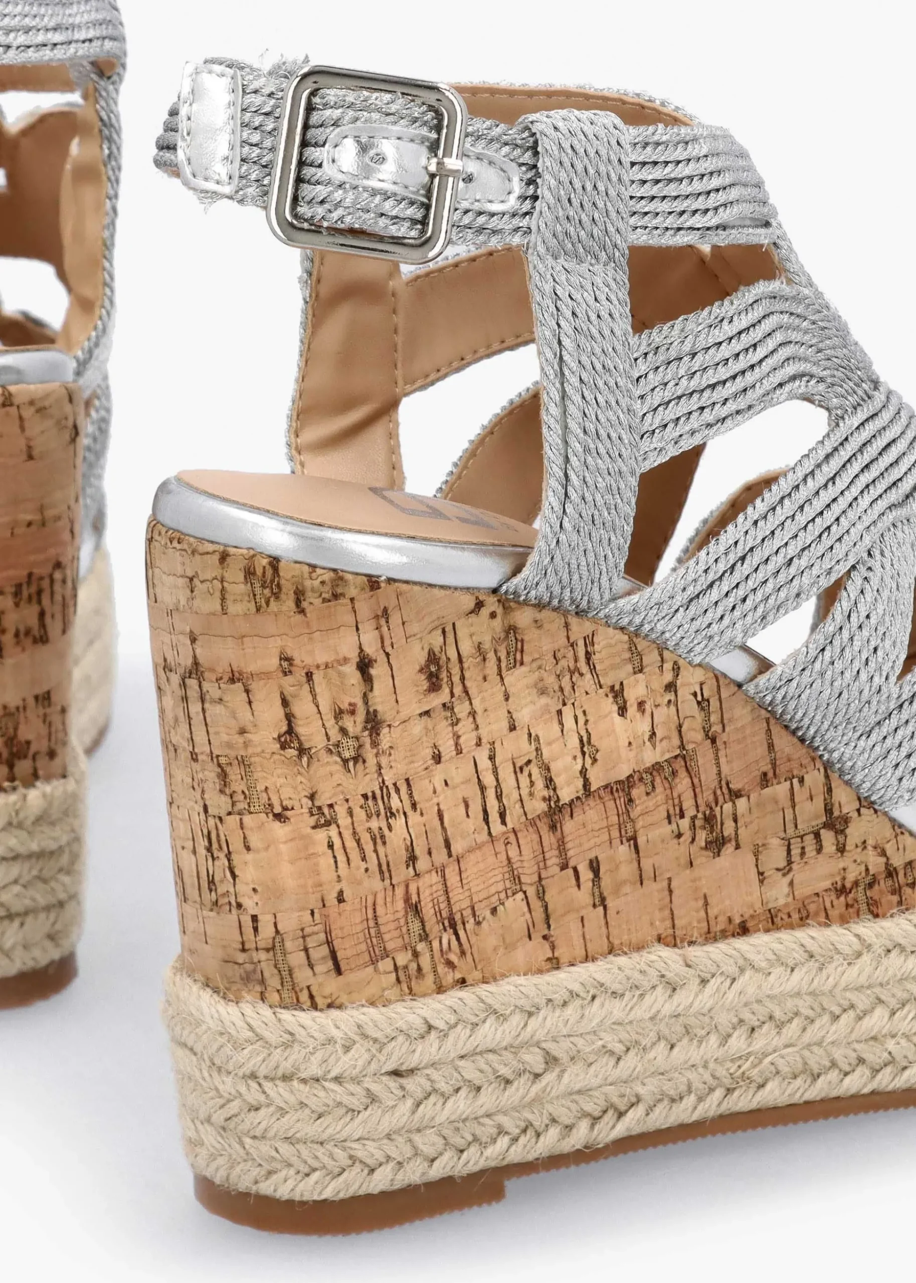 Yope Silver Rope High Wedge Espadrille Sandals