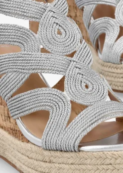 Yope Silver Rope High Wedge Espadrille Sandals