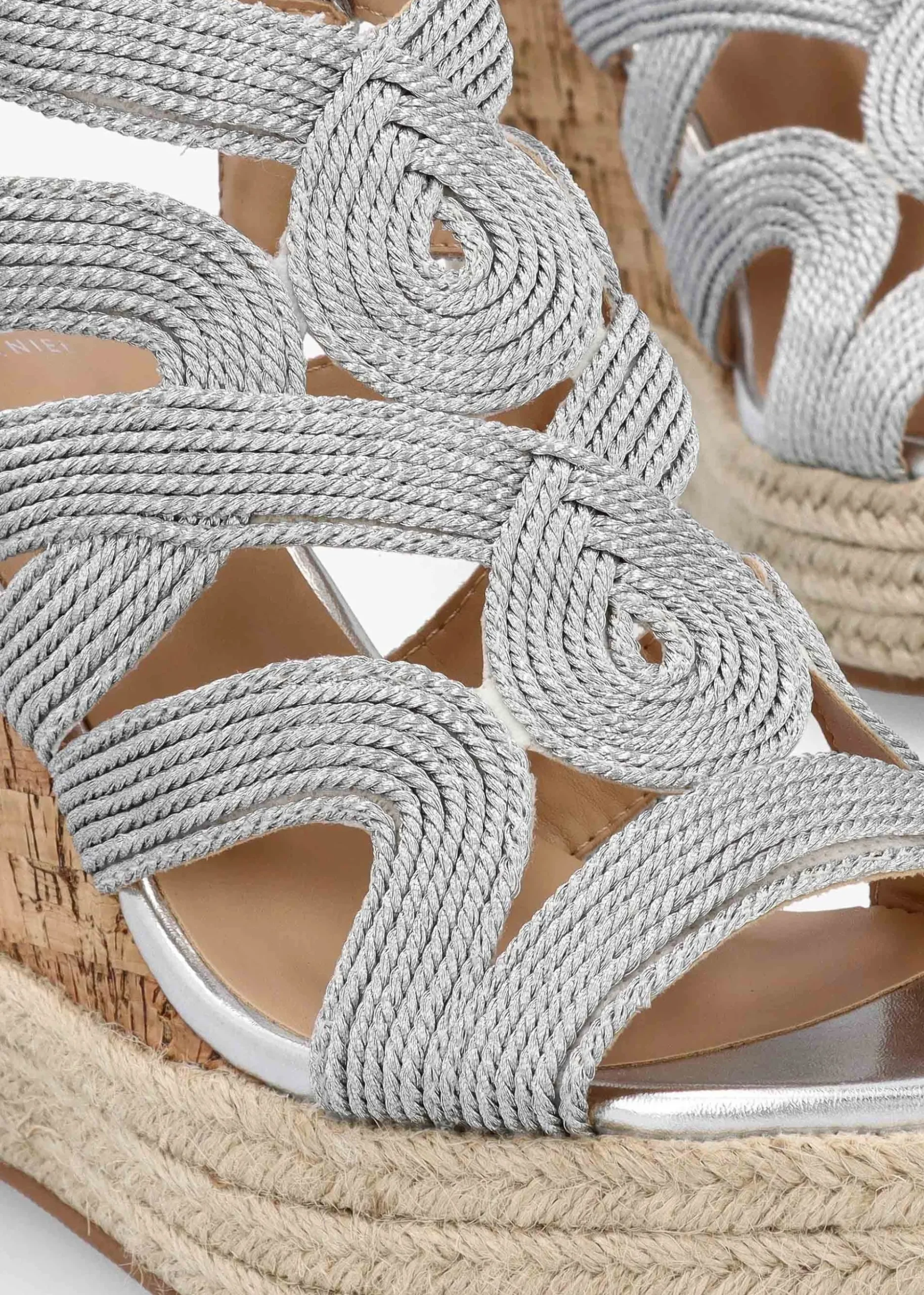 Yope Silver Rope High Wedge Espadrille Sandals