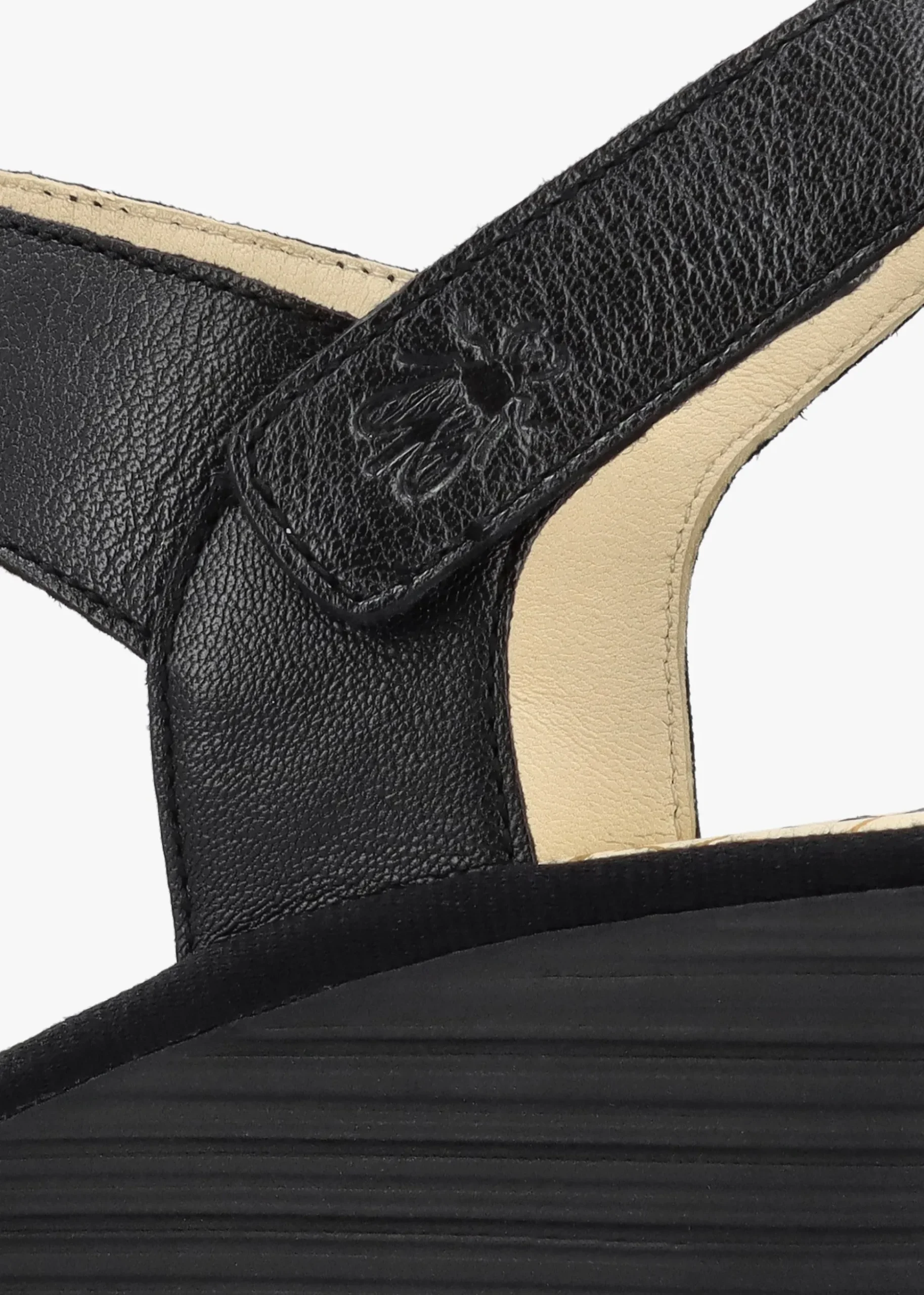 Yoxa Black Leather Wedge Sandals