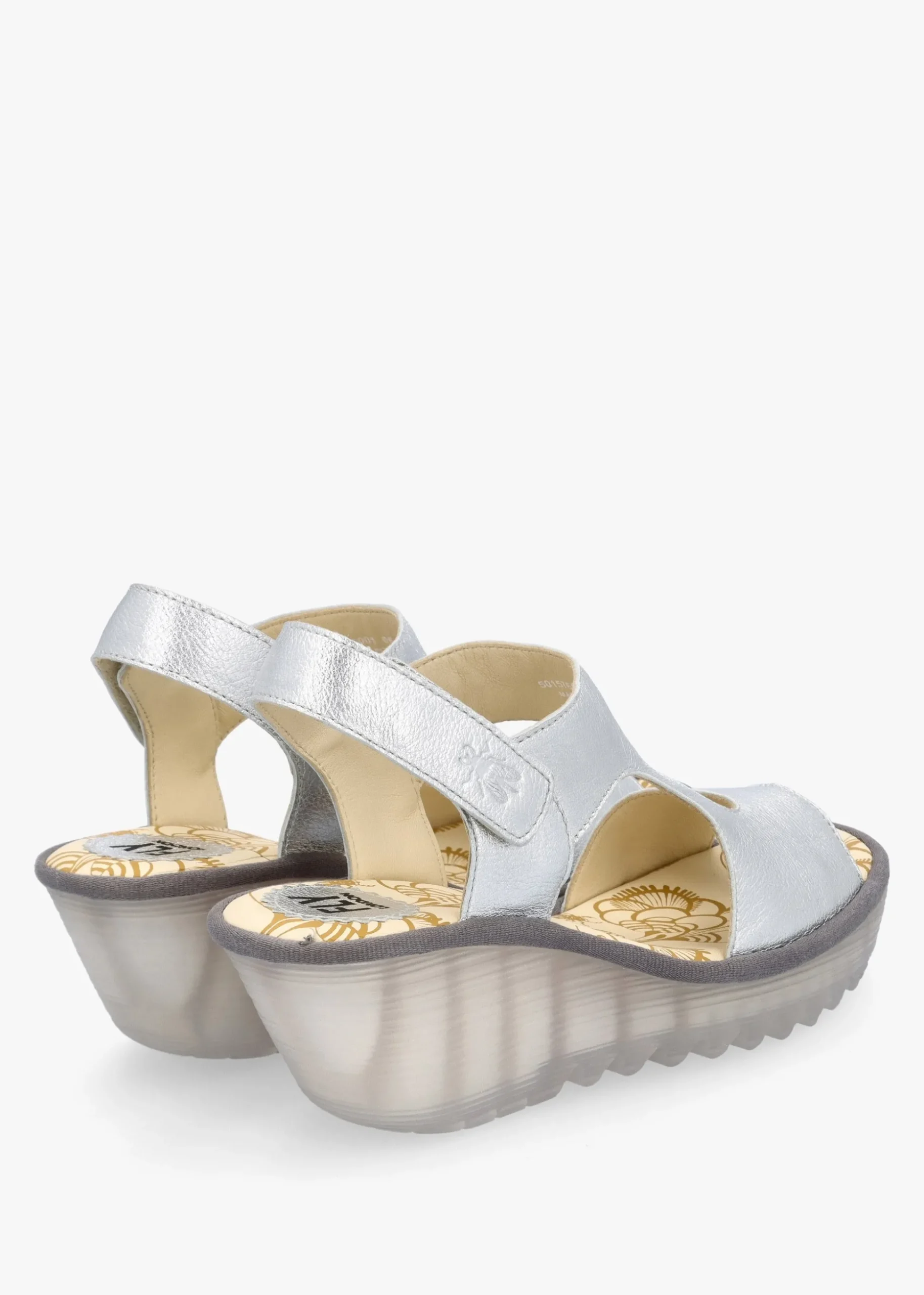 Yoxa Silver Leather Wedge Sandals