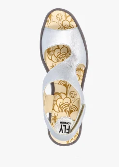 Yoxa Silver Leather Wedge Sandals