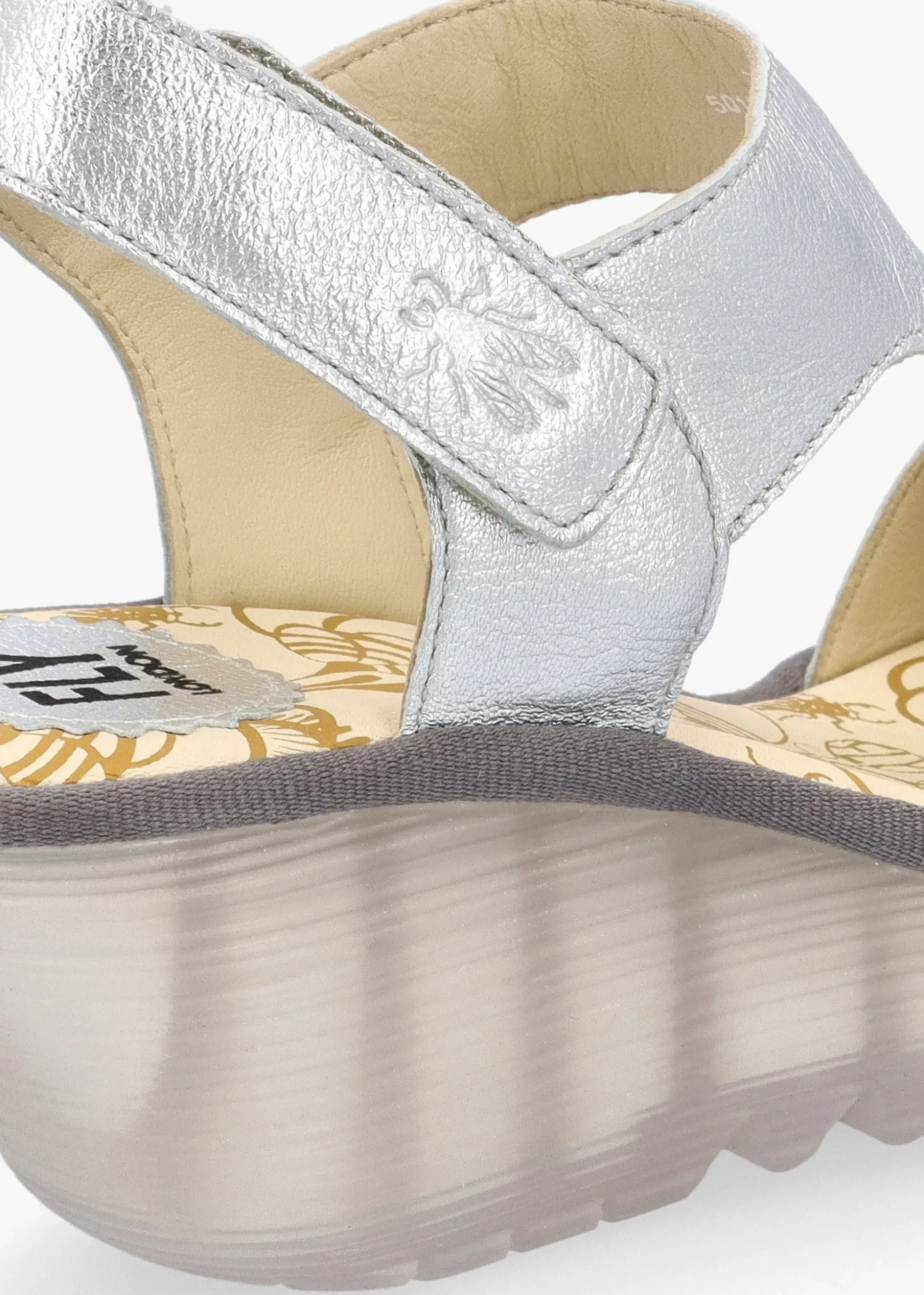 Yoxa Silver Leather Wedge Sandals