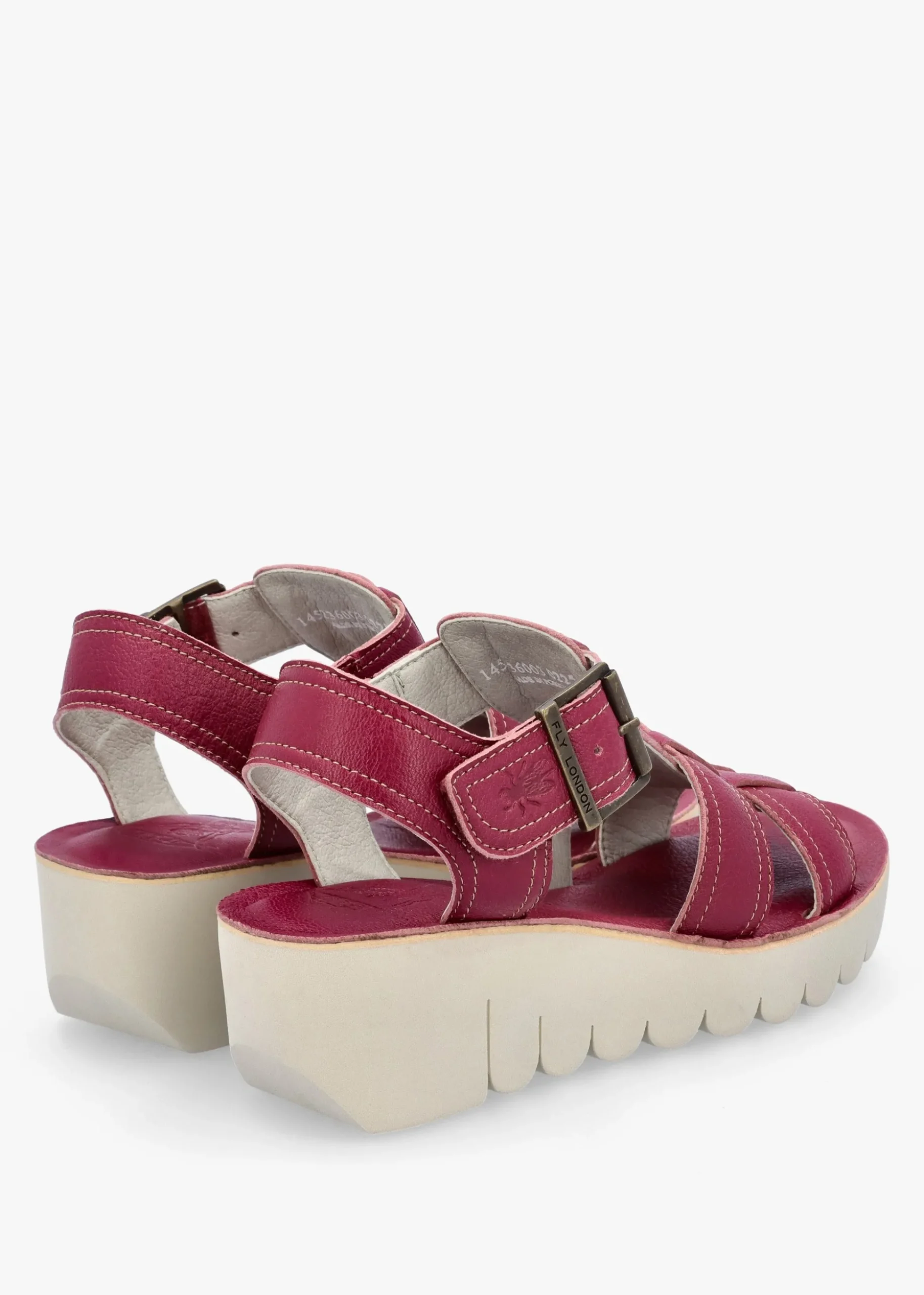 Yudd Berry Leather Wedge Sandals
