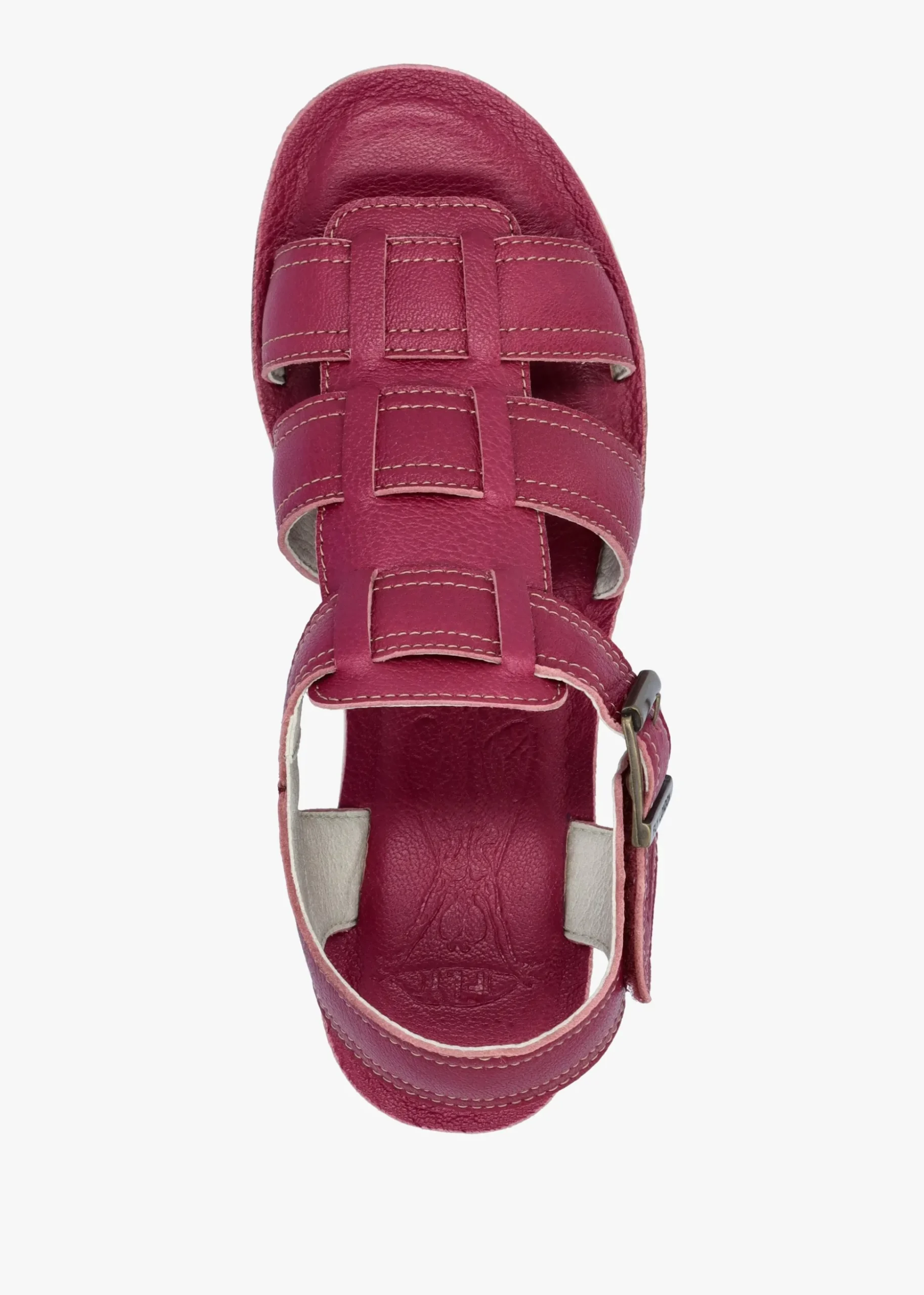 Yudd Berry Leather Wedge Sandals